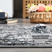 Garvee Area Rug 8x10 Washable Rug Retro Gray Vintage Large Rug Traditional Floor Cover Thin Rug Retro Kitchen Indoor Distressed Non Slip Carpet Floral Print Mat Living Room Bedroom Dining Room