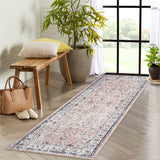 Garvee Washable Runners for Hallways Boho 2x6 Kitchen Runner Rugs Non Skid Washable Indoor Bathroom Carpet Distressed Carpet Runners for Bedroom Entryway Foyer Pink - Pink