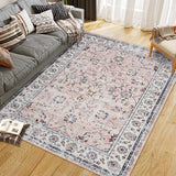 Garvee 5x7 Washable Area Rugs for Living Room Non Slip Bedroom Rug Stain Resistant Floor Dining Room Carpet for Office Entrance Decor Pink - Pink