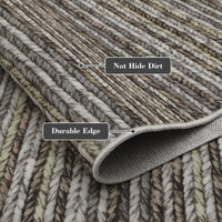 Garvee 9x12 Area Rug Modern Striped Rugs for Living Room Printed Braid Rugs Large Area Rugs Non-Slip Soft Gradient Rug for Bedroom Print Thin Abstract Carpet for Home Office, Grey