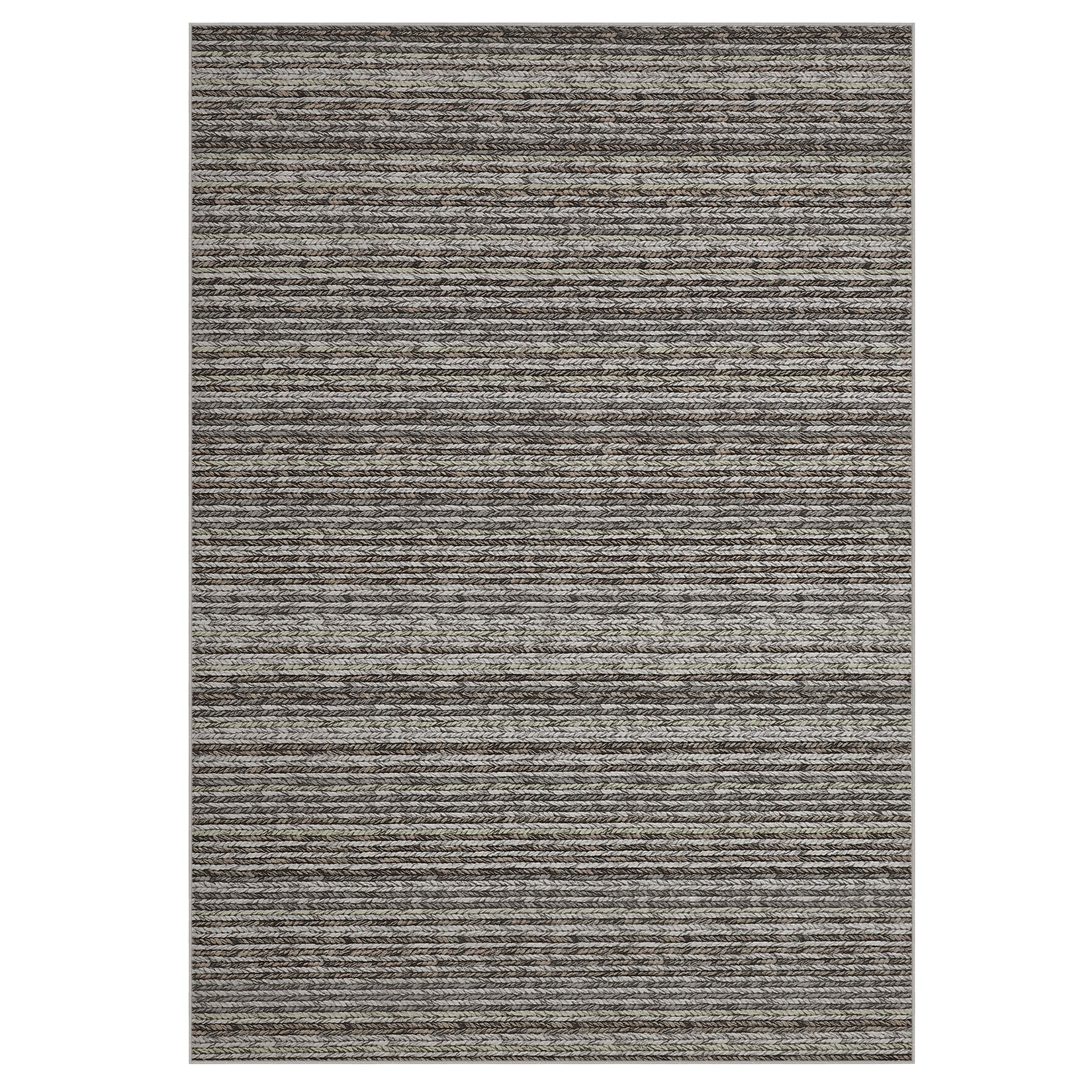 Garvee 9x12 Area Rug Modern Striped Rugs for Living Room Printed Braid Rugs Large Area Rugs Non-Slip Soft Gradient Rug for Bedroom Print Thin Abstract Carpet for Home Office, Grey