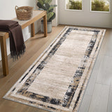 Garvee Washable Runner Rug 2x6 Modern Border Runner Soft Distressed Brown Runner, Minimalist Runner, Non Slip Hallway Runner, Stain Resistant Kitchen Runner, Contemporary Runner - Brown