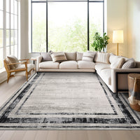 Garvee Large Living Room Rug 9x12 Modern Border Rug Soft Bedroom Rug Washable Rug with Rubber Backing, Contemporary Minimalist Rug, Distressed Accent Rug, Foldable Printed Rug