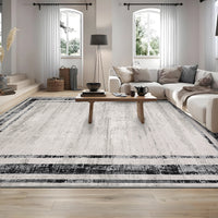 Garvee Large Living Room Rug 9x12 Modern Border Rug Soft Bedroom Rug Washable Rug with Rubber Backing, Contemporary Minimalist Rug, Distressed Accent Rug, Foldable Printed Rug