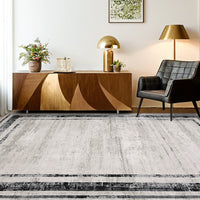 Garvee Large Living Room Rug 9x12 Modern Border Rug Soft Bedroom Rug Washable Rug with Rubber Backing, Contemporary Minimalist Rug, Distressed Accent Rug, Foldable Printed Rug