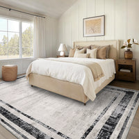 Garvee Large Living Room Rug 9x12 Modern Border Rug Soft Bedroom Rug Washable Rug with Rubber Backing, Contemporary Minimalist Rug, Distressed Accent Rug, Foldable Printed Rug