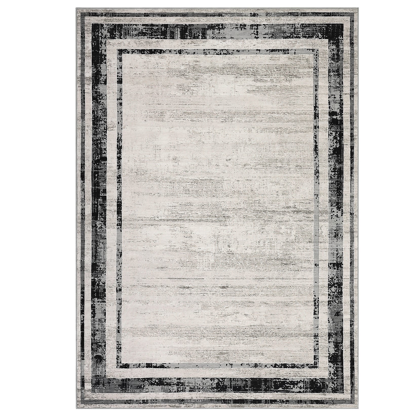 Garvee Large Living Room Rug 9x12 Modern Border Rug Soft Bedroom Rug Washable Rug with Rubber Backing, Contemporary Minimalist Rug, Distressed Accent Rug, Foldable Printed Rug