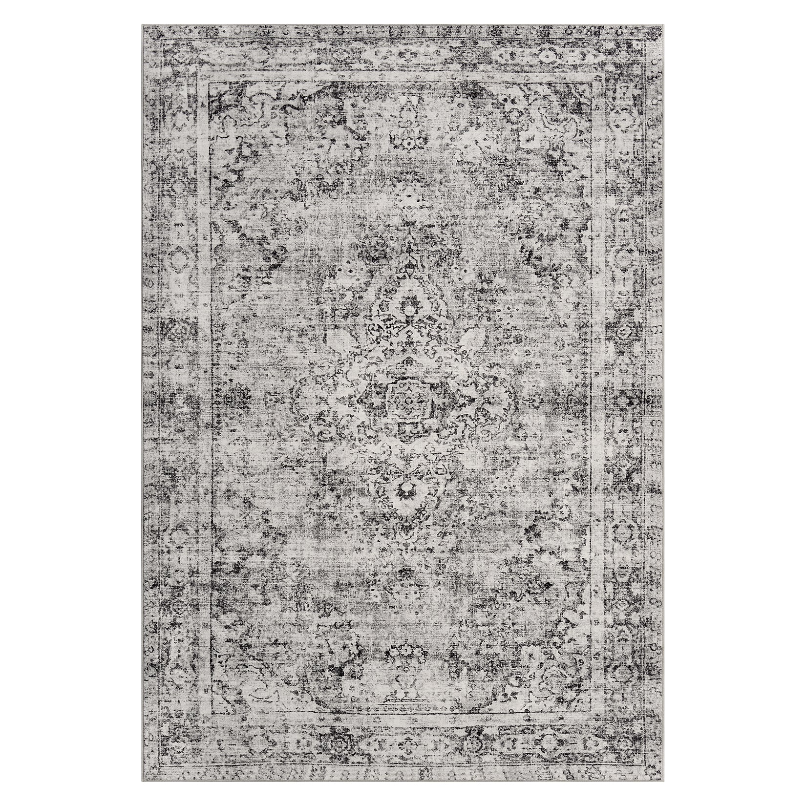 Garvee Area Rug Floral Washable Non-Slip Low-Pile Rugs for Living Room Kitchen, Lightweight, Soft, 0.3 Inch, Multi-Color