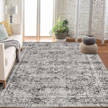 Garvee Area Rug Floral Washable Non-Slip Low-Pile Rugs for Living Room Kitchen, Lightweight, Soft, 0.3 Inch, Multi-Color