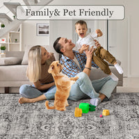 Garvee Area Rug Floral Washable Non-Slip Low-Pile Rugs for Living Room Kitchen, Lightweight, Soft, 0.3 Inch, Multi-Color