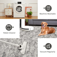 Garvee Area Rug Floral Washable Non-Slip Low-Pile Rugs for Living Room Kitchen, Lightweight, Soft, 0.3 Inch, Multi-Color