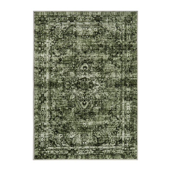 Garvee Washed Back Low Pile Area Rug Washable Non Slip Carpet for Living Room Bedroom Kitchen Dining Room 2x3ft Green