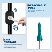 Garvee 9' Patio Umbrella, Outdoor Table Umbrella – Market Umbrella, Tilt & Crank, UV Waterproof, 8 Ribs, Turquoise