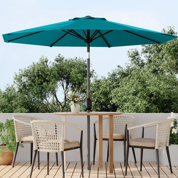 Garvee 10' Patio Umbrella with Crank Lift & Push Button Tilt, Table Umbrella Outdoor Patio 8 Sturdy Ribs for Yard, Deck, Pool, Turquoise