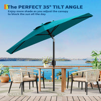 Garvee 7.5' Outdoor Patio Umbrella, Market Umbrella, 6 Sturdy Ribs UV Protection Waterproof, Turquoise-blue