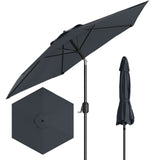 Garvee 7.5' Outdoor Patio Umbrella, Market Umbrella, 6 Sturdy Ribs UV Protection Waterproof, Gray - Gray