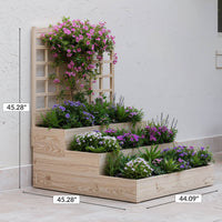 Garvee Vertical Wooden Garden Planter with Trellis, 3-Tier Raised Bed, Open-Base Drainage, Fir Wood, Modular Setup, Patio & Backyard