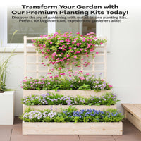 Garvee Vertical Wooden Garden Planter with Trellis, 3-Tier Raised Bed, Open-Base Drainage, Fir Wood, Modular Setup, Patio & Backyard