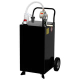 Garvee 40 Gallon Fuel Caddy with Manual Pump, 9.8 ft UV-Resistant Hose Tank Gauge Ground Clamp & 2 Wheels, Portable Gas Diesel Tank for Car Boat ATV Lawn Mower, Black - Black