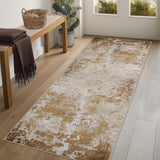Garvee Machine Washable Flatweave Modern Abstract Small Area Rug, Ultra Thin 2x6 Non-Slip Accent Throw Rug for Kitchen Indoor Entryway Porch, TPR Back Camel - Camel