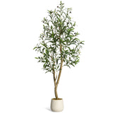 Garvee 5ft Tall Olive Trees Artificial Indoor, Olive Tree Plants, Faux Olive Tree with Realistic Trunk, Leaves, Fruits, Flower Pot for Home Decor-1PCS - 