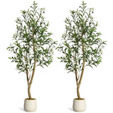 Garvee 5ft Tall Olive Trees Artificial Indoor, Olive Tree Plants, Faux Olive Tree with Realistic Trunk, Leaves, Fruits,Flower Pot for Home Decor-2PCS - 5ft (2pcs)
