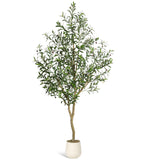 Garvee 7ft Tall Olive Trees Artificial Indoor, Olive Tree Plants, Faux Olive Tree with Realistic Trunk, Leaves, Fruits, Flower Pot for Home Decor-1PCS - 7ft (1pcs)