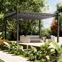 Garvee 12x20 Ft Aluminum Pergola with Adjustable Canopy, Reinforced Powder-Coated Frame, Waterproof UV-Resistant Canopy, Stable Base, Outdoor Garden Deck Shelter