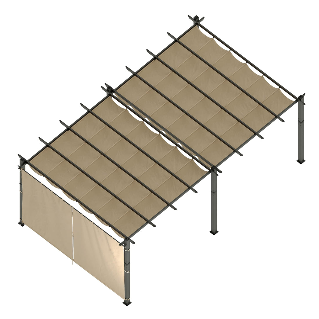 Garvee 12x20 Ft Aluminum Pergola with Adjustable Canopy and Reinforced Frame, Powder-Coated Metal, Waterproof UV-Resistant Canopy, Stable Base, Outdoor Backyard Deck