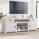 Farmhouse TV Stand for 80 Inch TVs, Long Entertainment Center with 4 Storage Drawers & 3 Open Shelf, White Television Consoles Stands for Living Room, Bedroom - 1.78M Antique White