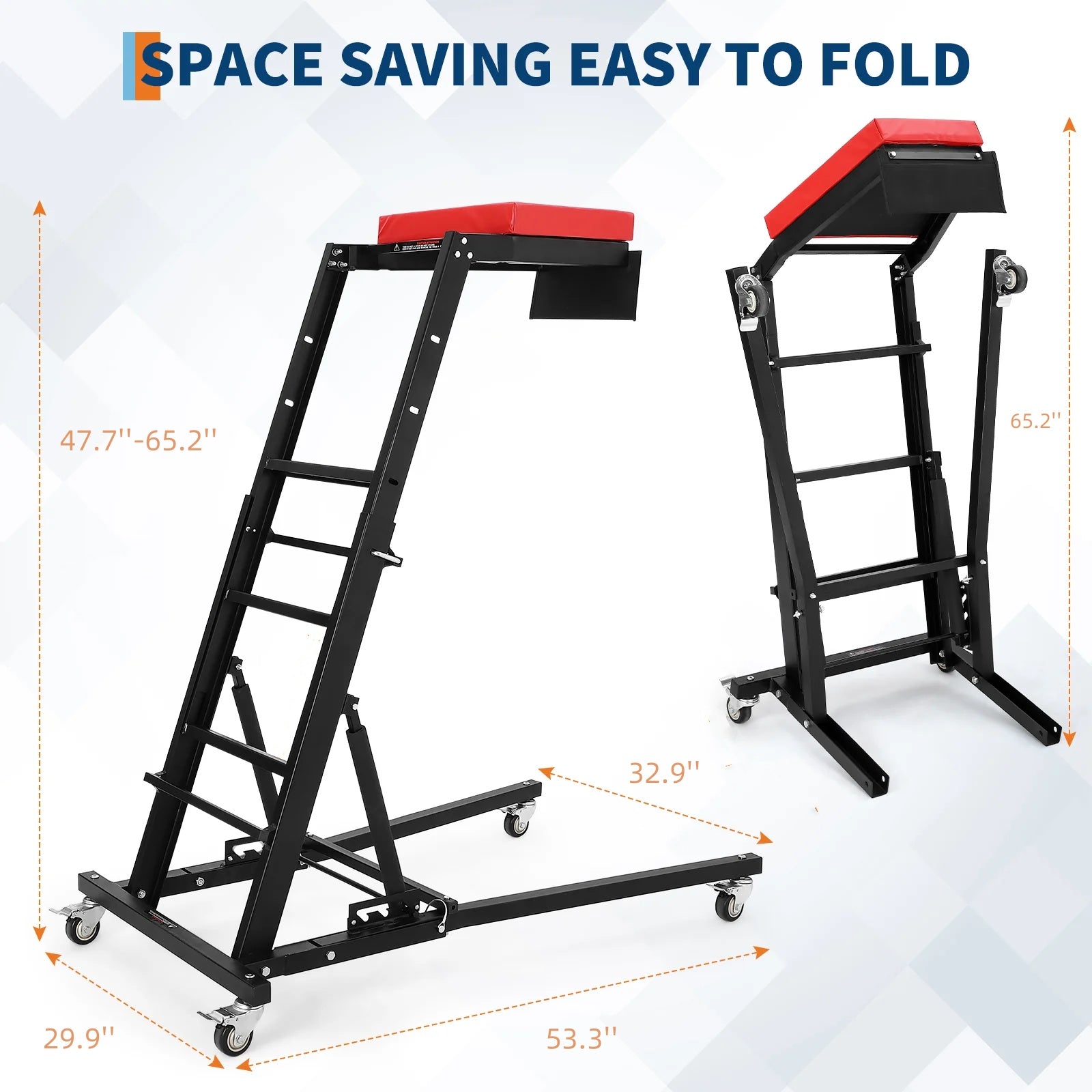 Garvee Heavy-Duty Topside Creeper | 400 LBS Capacity & Adjustable Height (47.7"-65.2"), Padded Deck with 4 Swivel Casters for Auto Repair and Maintenance , Black