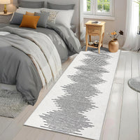 Garvee Washable Runner Rug 2x6 Modern Stripe Geometric Runner, Soft Thin Low Pile Abstract Entryway Rug, Indoor Non Shedding Foldable Floor Carpet, Accent Printed Mat for Hallway, Beige