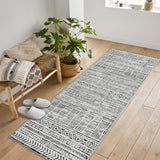 Garvee 2'x6' Runner Boho Textured Design for Living Room Non Slip Low-Pile Soft Tribal Print Bedroom Stain Resistant Playroom Carpet Office Grey - Gray