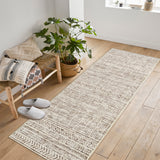 Garvee 2'x6' Runner Boho Textured Design for Living Room Non Slip Low-Pile Soft Tribal Print Bedroom Stain Resistant Playroom Carpet Office Beige - Natural