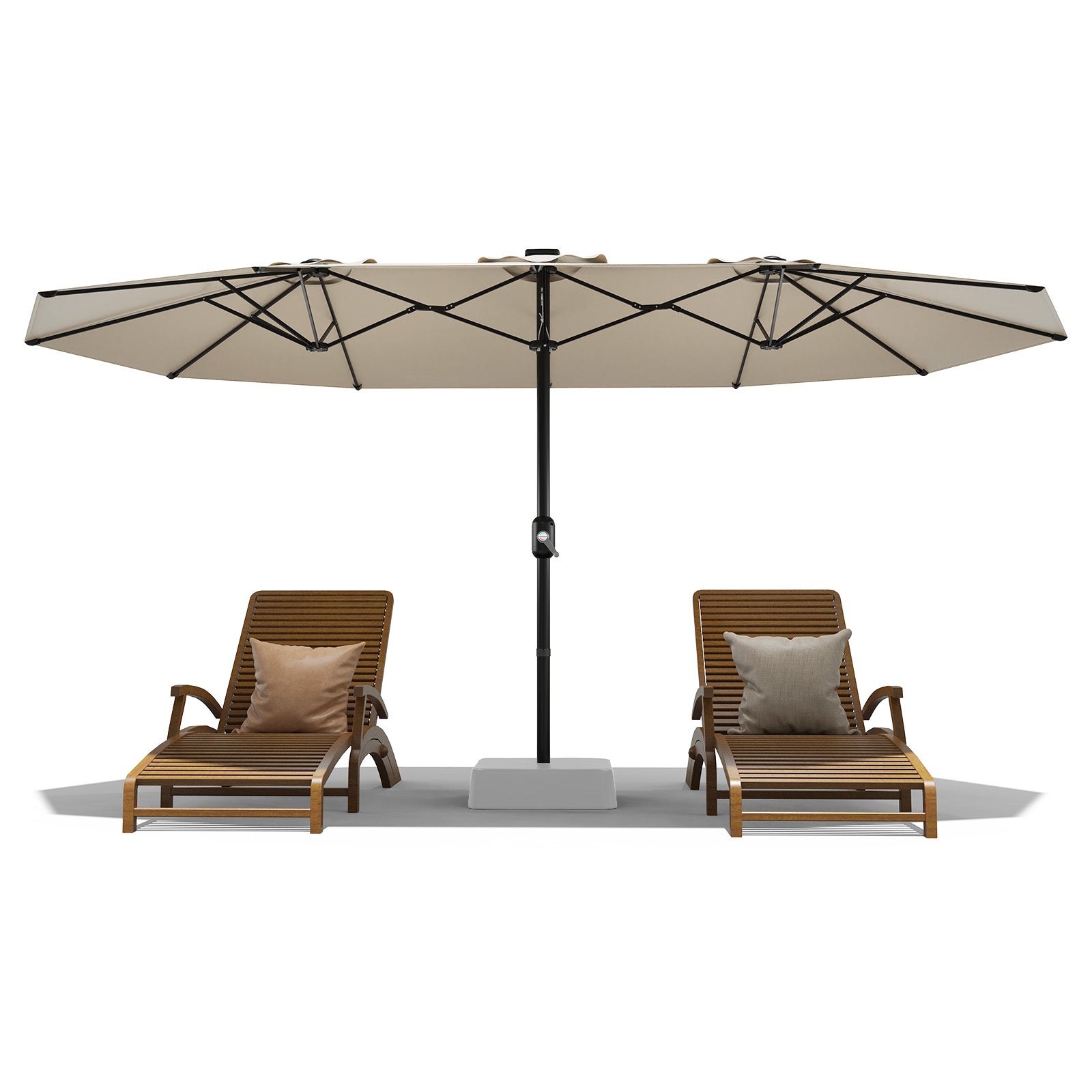 Garvee 13' Double-Sided Umbrella, Outdoor Patio Umbrellas, Rectangle Market Umbrella with Crank Handle, Large Patio Umbrell for Poolside Backyard, Beige