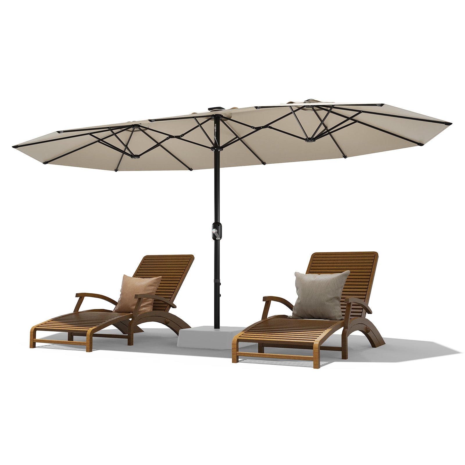 Garvee 13' Double-Sided Umbrella, Outdoor Patio Umbrellas, Rectangle Market Umbrella with Crank Handle, Large Patio Umbrell for Poolside Backyard, Beige