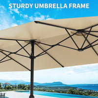 Garvee 13' Double-Sided Umbrella, Outdoor Patio Umbrellas, Rectangle Market Umbrella with Crank Handle, Large Patio Umbrell for Poolside Backyard, Beige