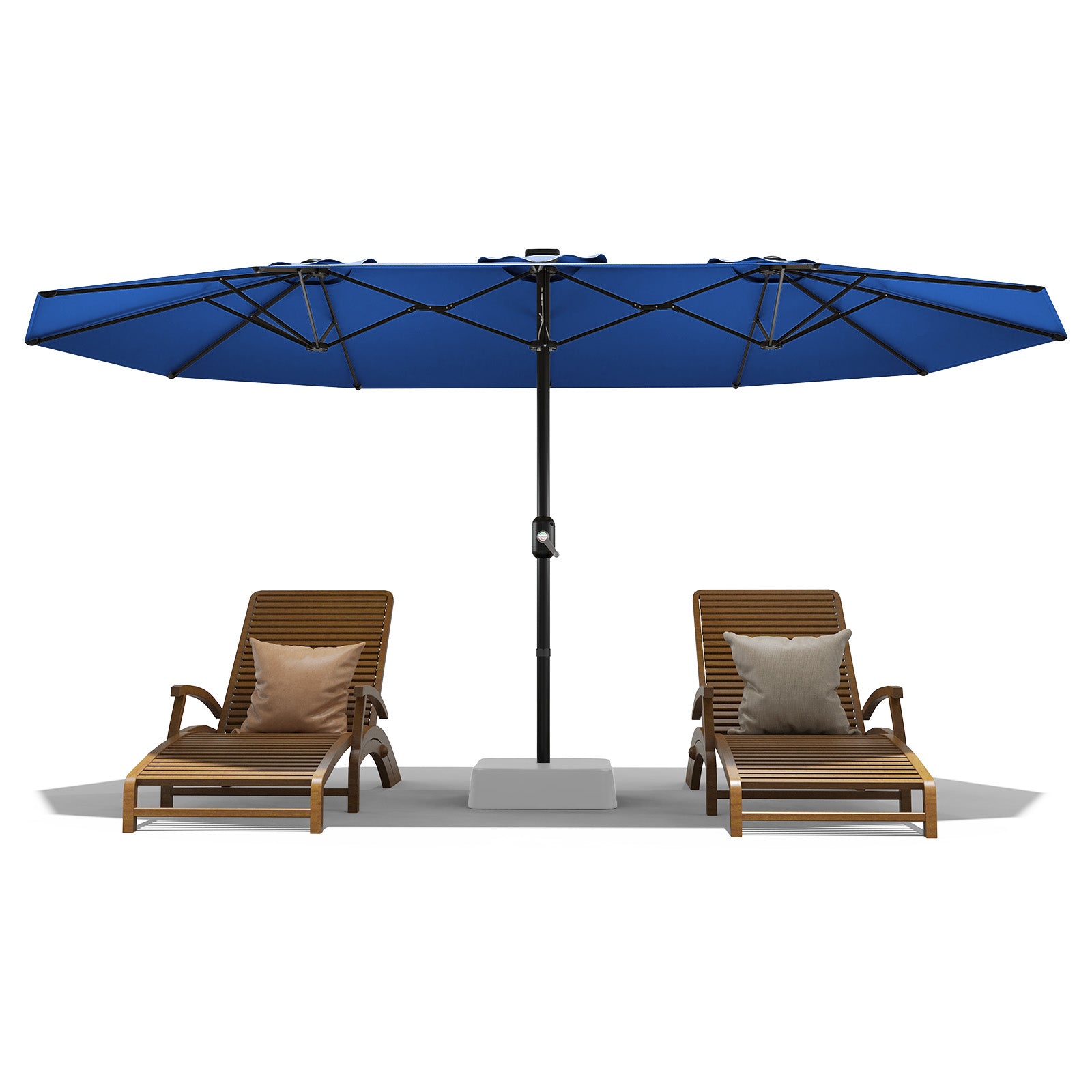 Garvee 13' Double-Sided Umbrella, Outdoor Patio Umbrellas, Rectangle Market Umbrella with Crank Handle, Large Patio Umbrell for Poolside Backyard, Navy Blue