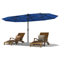 Garvee 13' Double-Sided Umbrella, Outdoor Patio Umbrellas, Rectangle Market Umbrella with Crank Handle, Large Patio Umbrell for Poolside Backyard, Navy Blue