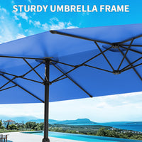 Garvee 13' Double-Sided Umbrella, Outdoor Patio Umbrellas, Rectangle Market Umbrella with Crank Handle, Large Patio Umbrell for Poolside Backyard, Navy Blue