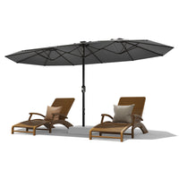 Garvee 13' Double-Sided Umbrella, Outdoor Patio Umbrellas, Rectangle Market Umbrella with Crank Handle, Large Patio Umbrell for Poolside Backyard, Grey