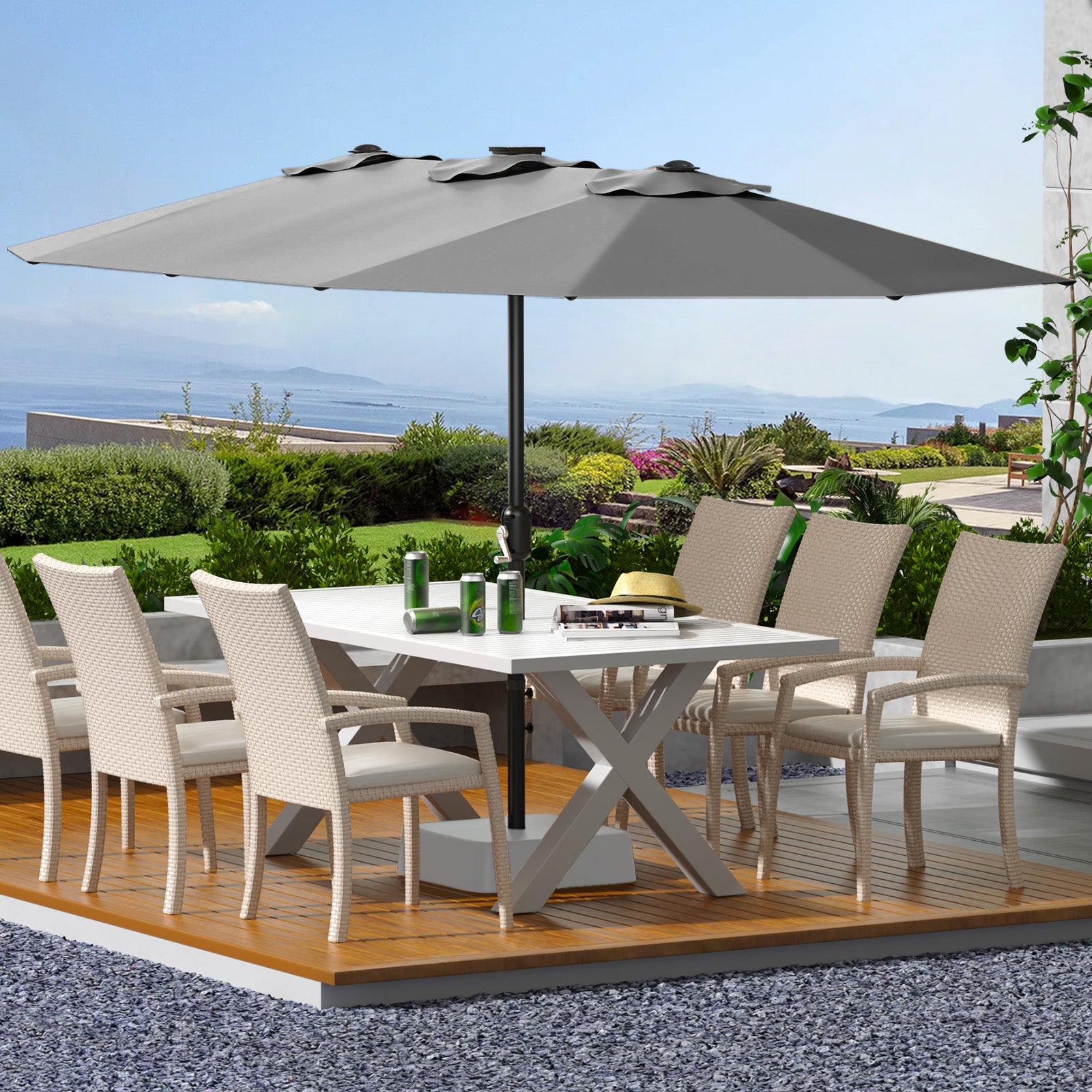 Garvee 13' Double-Sided Outdoor Patio Umbrella