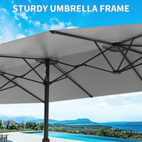 Garvee 13' Double-Sided Umbrella, Outdoor Patio Umbrellas, Rectangle Market Umbrella with Crank Handle, Large Patio Umbrell for Poolside Backyard, Grey