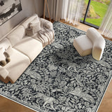 Garvee Tiger Washable Rugs 8x10 Area Rug for Living Room, Stain Resistant Soft Large Modern Bedroom Black Floor Cover, Botanical Non Slip Ultra Thin Carpet for Dining Room Home Office - Black