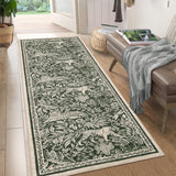 Garvee Tiger Print Runner Rug 2x6 Washable Runner for Kitchen, Non Slip Non Shedding Floral Long Carpet, Low Pile Botanical Foldable Floor Cover for Hallway Entryway Bedroom, Green - Green