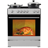 GARVEE 30" Electric Range - 5 Cu. Ft. Convection Oven with 4 Heating Elements, 7 Functions, Smooth Glass Top, and Stainless Steel Finish
