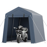 Garvee 7x10 Ft Portable Outdoor Carport Storage Shelter with Roll Up Zipper Doors, Heavy Duty/Waterproof/Anti-UV Garage Tent for Motorcycle Bike Garden Tools, Grey - Grey