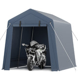 Garvee 7x12 Ft Portable Outdoor Carport Storage Shelter with Roll Up Zipper Doors, Heavy Duty/Waterproof/Anti-UV Garage Tent for Motorcycle Bike Garden Tools, Grey - Grey