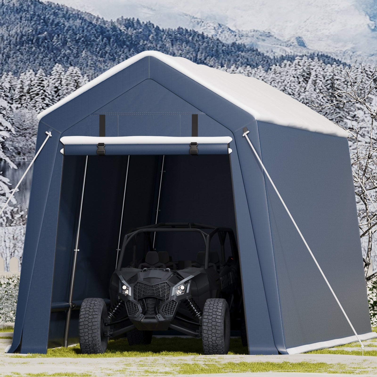 Garvee 7x15 Ft Portable Outdoor Carport Storage Shelter with Roll Up Z