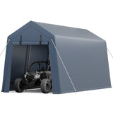 Garvee 10x15ft Portable Heavy Duty Waterproof Carport with Roll-Up Zipper Doors, Rust-Resistant Steel Frame, Outdoor Garage Tent, Grey - Grey